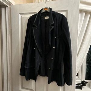 Elegant Navy Women's Blazer with Silver Accents